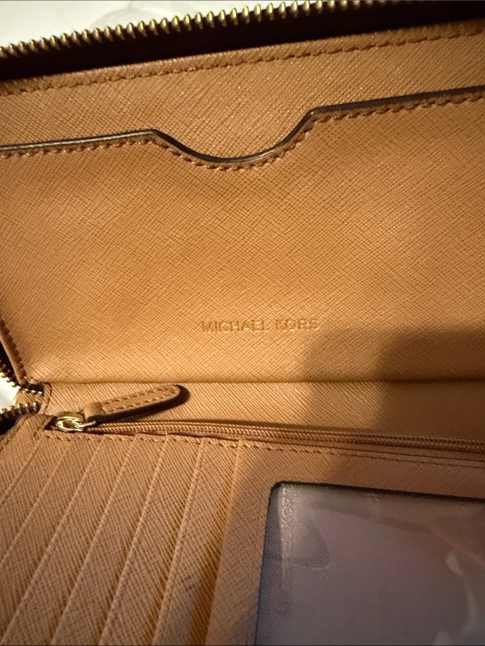 Michael Kors Brown and Tan Signature Wristlet